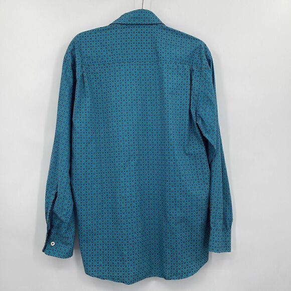 Alan Flusser Blue Cotton Long Sleeve Casual Button-Up Shirt Size Medium - Picture 7 of 8